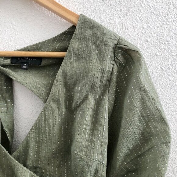 MAJORELL Gabby Wrap Cropped Puff Sleeves Top XS Size - Picture 6 of 11